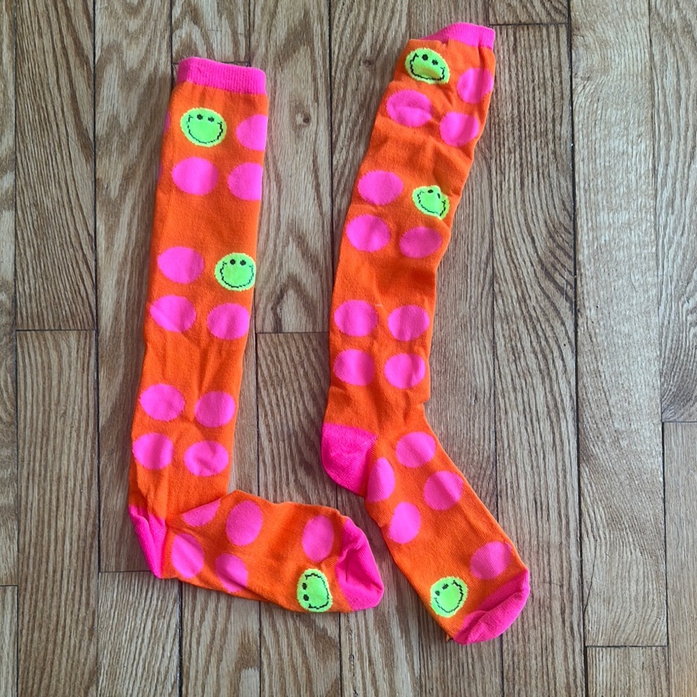 Women’s Orange and Pink Polka Dot Socks